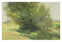 Old Willow by the Idle by David Jan Curtis, oil on board, sold Nov 2025