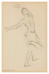 Action signed 'WR Flint' (lower left) pencil Dimensions:(25.4 x 17.8 cm by William Russell Flint, pencil, sold Nov 2025