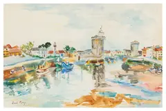 Harbour at La Rochelle by Paul Lucien Maze, watercolour, sold Nov 2025
