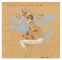 Sketches of Lester Piggot by Harold Riley, pastel, offered Nov 2025