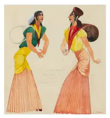 Gypsy Dancers by Edward Burra, watercolour and pencil, sold Nov 2025