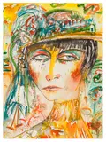 Lady with Hat by John Bellany, watercolour, sold Nov 2025