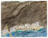 Greek Landscape by Fionna Carlisle, watercolour, sold Nov 2025