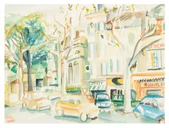 Castillon-la-Bataille by Fred Yates, watercolour, offered Nov 2025