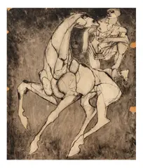 Horse and Rider by Elisabeth Frink, ink, sold Nov 2025