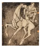 Horse and Rider by Elisabeth Frink, ink, sold Nov 2025
