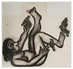 Woman with Birds by Eileen Cooper, charcoal, sold Nov 2025