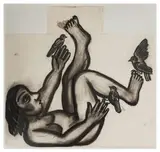 Woman with Birds by Eileen Cooper, charcoal, sold Nov 2025