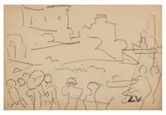 Vue de port animé by Louis Valtat, pencil, sold Nov 2025