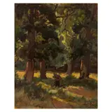 Femme en forêt by René Mailhe, oil on board, offered Nov 2025