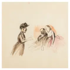 Le verre d by Jean-Louis Forain, ink and watercolour, sold Nov 2025