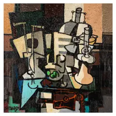 Nature Morte Aux Deux Pipes by Claude Venard, oil on canvas, sold Nov 2025