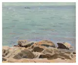 Rocky Coast by Dmitri Innokentievich Berezovsky, oil on board, sold Nov 2025