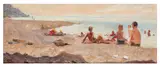 People on the beach by Irina Vitman, oil on canvas, sold Nov 2025