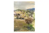 Landscape by Laura Matthews, oil on paper, offered Nov 2025