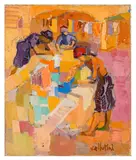 Laveuse Femmes by Pierre Vellutini, oil on canvas, sold Nov 2025