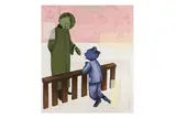 Untitled (Priest with Child) by Kojo Griffin, oil and pencil on board, sold Nov 2025