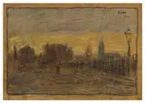 Ville une nuit by Eugeen Van Mieghem, pastel and charcoal, sold Nov 2025