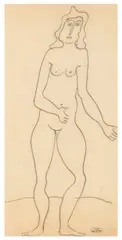 Nu Debout - Grotesque by André Derain, drawing, sold Nov 2025