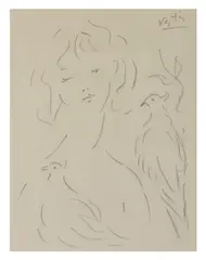 Portrait d'une femme signed 'Vertès' (upper right) charcoal ARR Dimensions:58 x 47 cm (22 4/5 x 18 1/2 in.) Provenance: Private Collection, London by Marcel Vertès, charcoal, offered Nov 2025