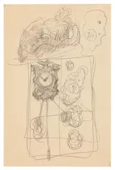 une horloge and Une étude d by René Magritte, pencil, sold Nov 2025