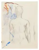 une figure regardant vers l by René Magritte, pencil and watercolour, sold Nov 2025