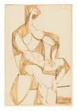 Sketch of a woman from a sketch book by Michael Loew, ink on paper, sold Nov 2025