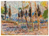 Paysage pointilliste by Jan Ekiert, oil and pencil, sold Nov 2025