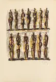 Thirteen Standing Figures [Cramer 41] by Henry Moore, pencil, sold Oct 2025