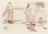 Tower Bridge III 1967 signed and numbered 19/75 in pencil lithograph on wove framed ARR Dimensions:image 57 x 80cm by Oskar Kokoschka, pencil, sold Oct 2025