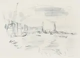Port of London II by Oskar Kokoschka, pencil, sold Oct 2025