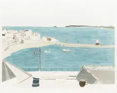 Cornish Harbour Scene by Rachel Nicholson, pencil, sold Oct 2025