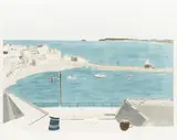 Cornish Harbour Scene signed and numbered 51/100 in pencil lithograph in colours on Somerset wove framed ARR Dimensions:sheet 54.7 x 69cm by Rachel Nicholson, pencil, sold Oct 2025