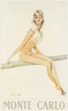 Monte Carlo ca.1950 offset lithographic poster in colours on thin wove printed by Imprimerie Nationale, Monaco framed ARR Dimensions:image 97 x 61cm by Jean-Gabriel Domergue, print (other), sold Oct 2025
