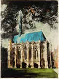 Exeter College Chapel by John Piper C.H., pencil, sold Oct 2025