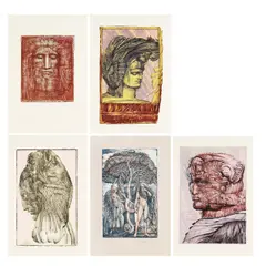 Beneath the Tree by Ernst Fuchs, pencil, offered Oct 2025