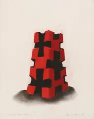 Charred Cross Column by David Nash, pencil, sold Oct 2025