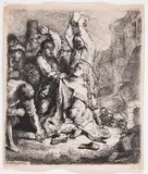 The Stoning of Saint Stephen by Rembrandt Harmensz van Rijn, Etching with touches of engraving, sold Mar 2025