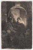 A Hurdy-Gurdy Player followed by Children at the Door of … by Rembrandt Harmensz van Rijn, Etching, sold Mar 2025