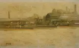 Old home of the steam-boats at battersea by Paul Maitland, Oil on board, sold Mar 2025
