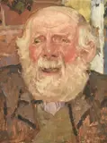 Village postman by Frank Brangwyn, Oil on board, sold Mar 2025