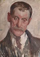 Portrait of a man by Malcolm Drummond, Oil on board, sold Mar 2025