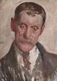 Portrait of a man by Malcolm Drummond, Oil on board, sold Mar 2025