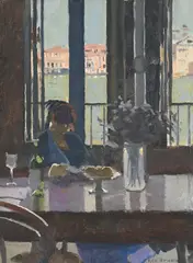 Dora on the giudecca, venice by Ken Howard, Oil on canvas, sold Mar 2025