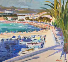 Promenade, la ciotat by John Cunningham, Oil on canvas, sold Mar 2025
