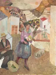 Beautiful world by Gwyneth Johnstone, Oil on board, sold Mar 2025