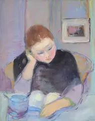 Portrait of aster guinness by Rose Hilton, 1997, Oil on canvas-board, sold Mar 2025