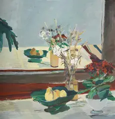 Dried flower, still life by Ben Levene, Oil on board, sold Mar 2025