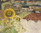 Sunset by Mary Fedden, 1961, Oil on board, sold Mar 2025