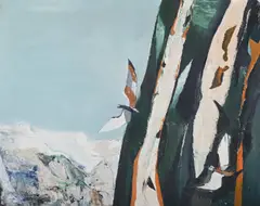 Gull and cliff by Keith Grant, Oil on canvas, sold Mar 2025